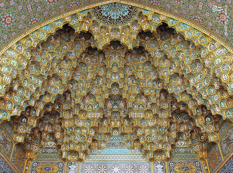 تصویری دیدنی از مقرنس‌های ورودی مسجد جامع یزد