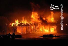 آتشسوزی گسترده کارخانه قیام نخ در شهرک صنعتی یزد آتشسوزی گسترده کارخانه قیام نخ در شهرک صنعتی یزد