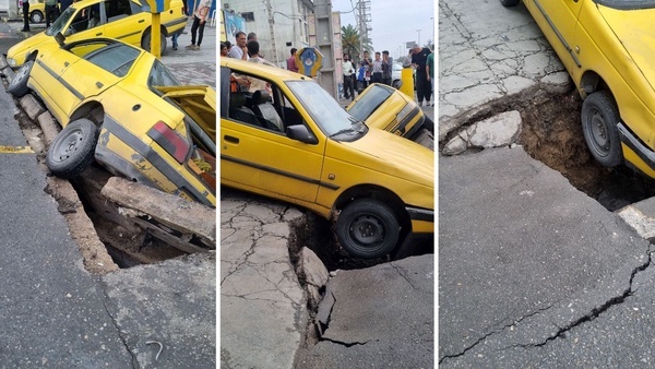 سانحه برای دو تاکسی بر اثر فرونشست زمین در گرگان