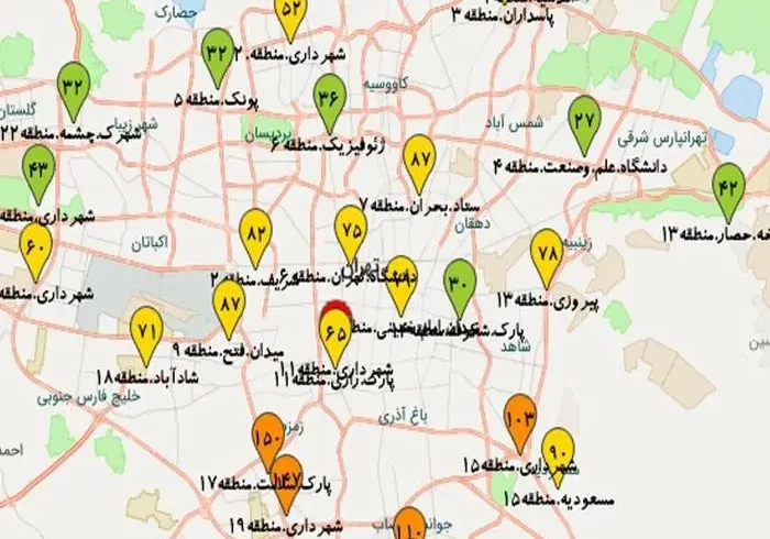 در این مناطق تهران هوای پاک تنفس کنید | تنفس در ۱۲ منطقه خطرناک است در این مناطق تهران هوای پاک تنفس کنید | تنفس در ۱۲ منطقه خطرناک است