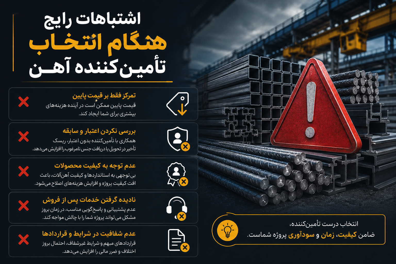 اشتباهات رایج هنگام انتخاب تأمینکننده آهن
